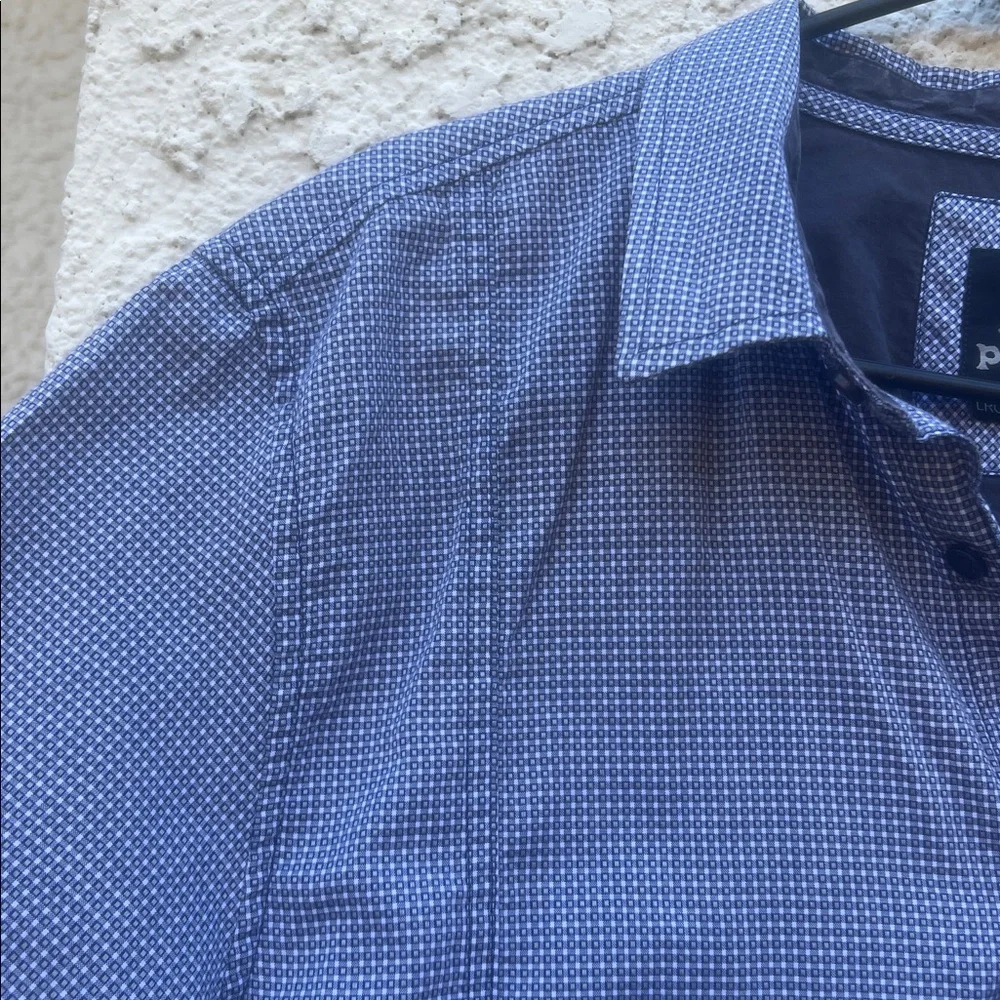 PrAna Men's Blue/White Plaid Button up Hiking Casual Shirt Size L